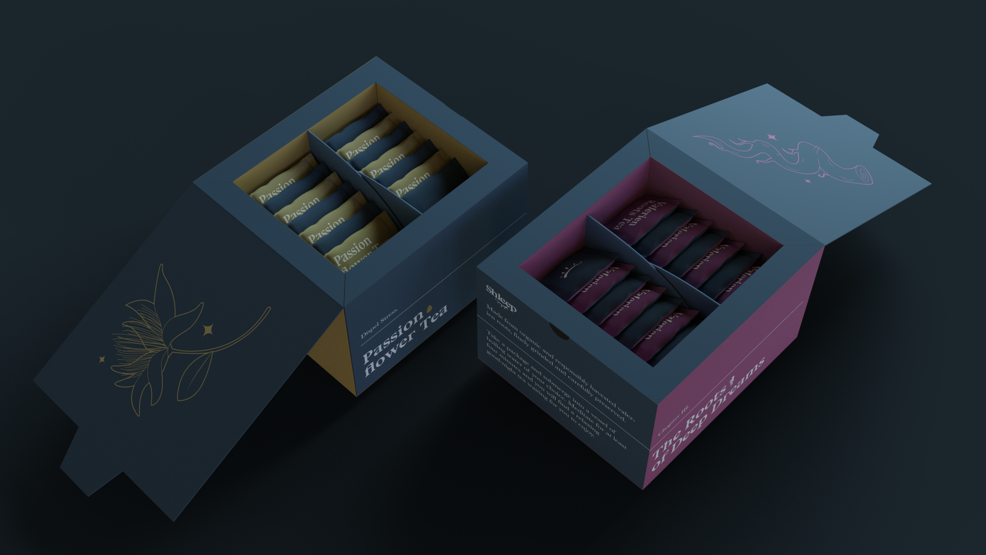 Shleep tea boxes